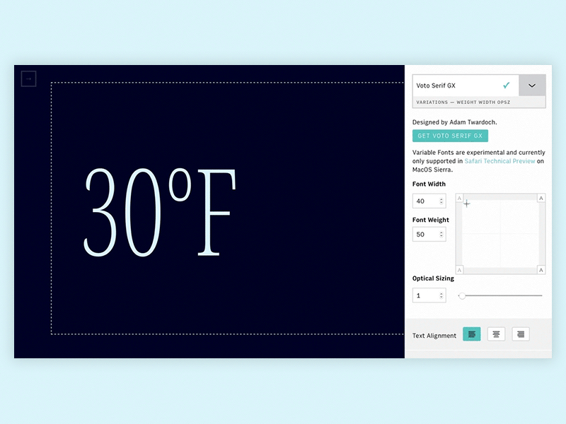 3-axis Variable Font UI