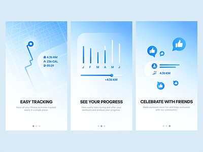 Runtastic Onboarding Tour Illustrations