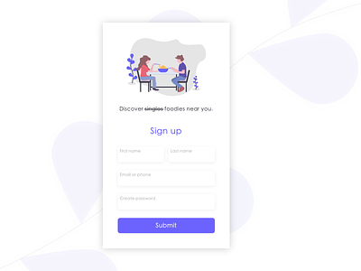 Daily UI - Sign Up app application application ui couples dailyui dating datingapp design food foodie foodies illustration ios sign up ui