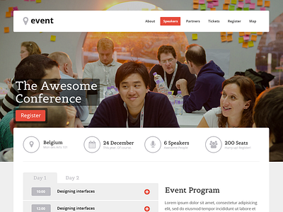Event Landing - Done! conference design event interface landing page meeting
