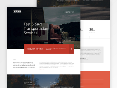 Logistic Landing Page clean landing page lead logistics minimal testimonials transportation