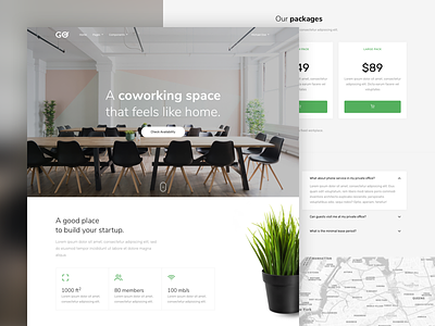 GO - Coworking Landing Page bootstrap clean coworking coworking space html landing page landing page design layout minimal office