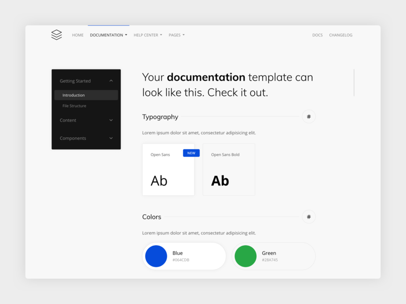 Guidebook - Documentation Layout bootstrap clean design guide design system docs documentation documentation template guide guidebook layout minimal template