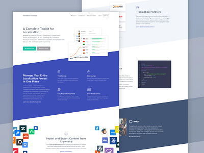 Translation Exchange Landing Page clean hero homepage lander landing layout localization marketplace ui ux web website