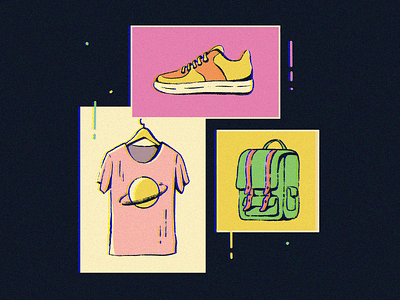 Clothing apparel backpack illustration shoes sneakers tshirt