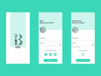 Sign in / Sign up Process for a Mobile App app design application launch screen mobile app design sign in sign up ui ux