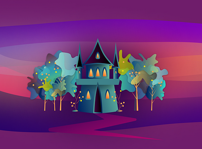 Fairytale castle illustration color graphic design illustration vector
