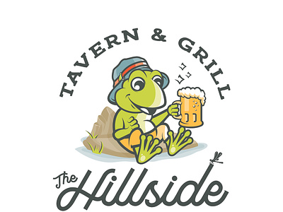 The Hillside Tavern & Grill Logo branding frog green illustration logo restaraunt tavern