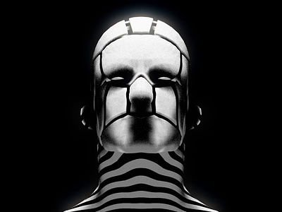 MSK 3d cinema4d cryptoart edge eyes face head human illustraion loop man mask motiongraphics nft nftart render repeater stripes zebra