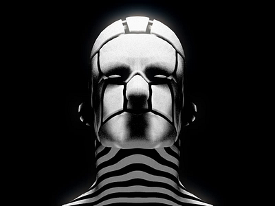 MSK 3d cinema4d cryptoart edge eyes face head human illustraion loop man mask motiongraphics nft nftart render repeater stripes zebra