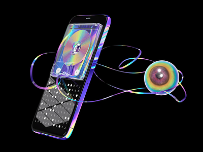 SmartTape 3d audio binary cassette cinema4d cryptoart eye iridescent loop motiongraphics nft nftart player psychedelic reel render smartphone spin tape trippy