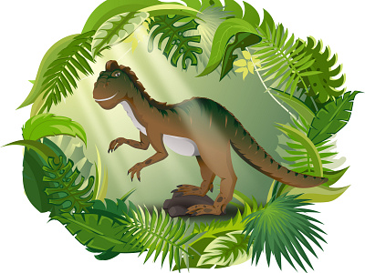 A long time ago, somewhere in the jungle animal character characterdesign design dinosaur flat illustration jungle logo vector