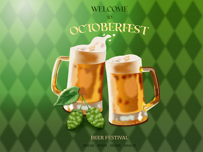 Beer mugs Octoberfest poster