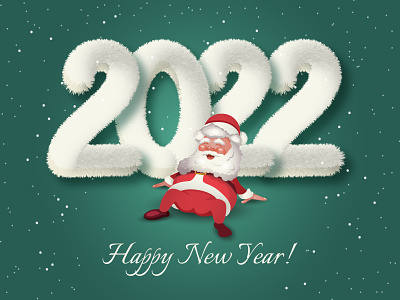 New Year postcard with Santa Claus snow