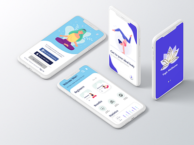 Yoga Wellness Application Mockup android app android apps app design application application design branding daily ui design fitness furniture graphic design graphic designer gym illustraion landing page mobile modern ui ux yoga