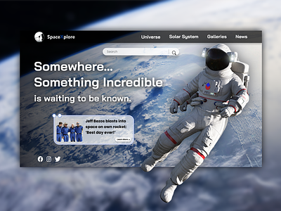 SpaceXplore - Space Explore Website Mockup 3d animation branding design graphic design graphic designer illustration logo space typography ui ux vector web design website
