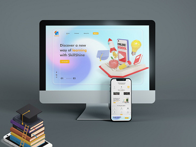 SkillShine - E-Learning Website Mockup 3d application branding design graphic design graphic designer illustration logo mockup motion graphics typography ui ux vector website