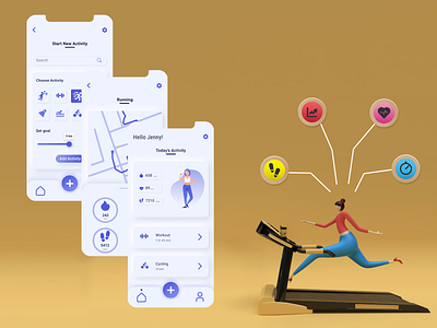 FitTrack - Fitness Tracking Application Mockup branding design graphic design graphic designer illustration logo typography ui ux vector