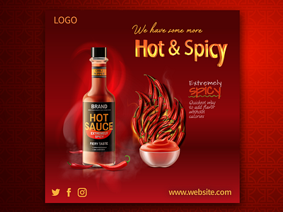 Hot & Spicy Sauce Banner banner branding design graphic design graphic designer illustration illustrator logo photoshop sauce social media post typography ui ux vector