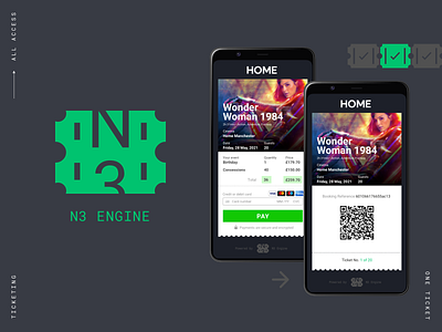 N3 ENGINE a ticketing solution app brand identity branding design flat icon logo logomark minimal ui