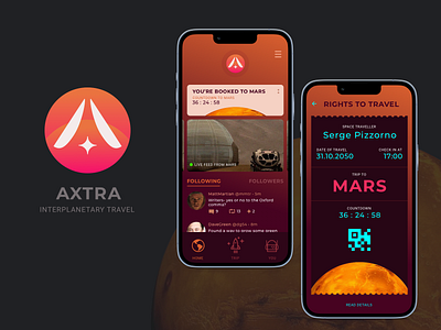 AXTRA Mission To Mars app branding design logomark mobile qr code space ticketing ui usability ux