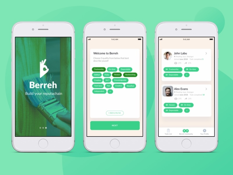 Berreh modern card ui ux mobile app app logomark branding