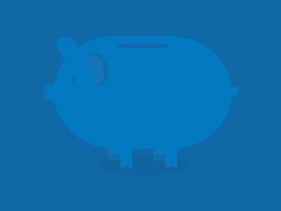 Piggy Bank bacon bank blue flat illustration money oink pig