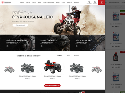 Motorcycle eshop homepage black eshop motorcycle quad quadbike red services store ui ux webdesign white