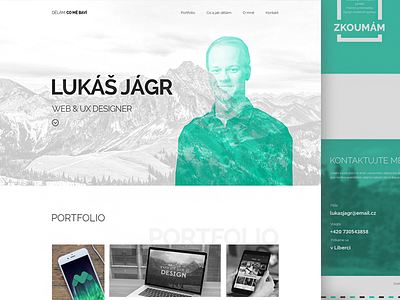 Portfolio concept experience gray green minimal mountain portfolio simple ui user ux webdesign white