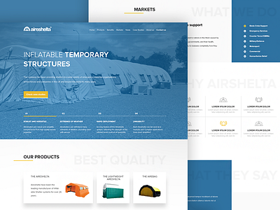 Air Shelter Company blue creative design inspiration landing page ui ux webdesign website white yellow