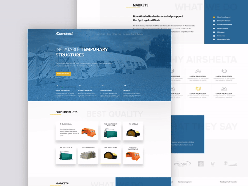 Air Shelter Company Webdesign