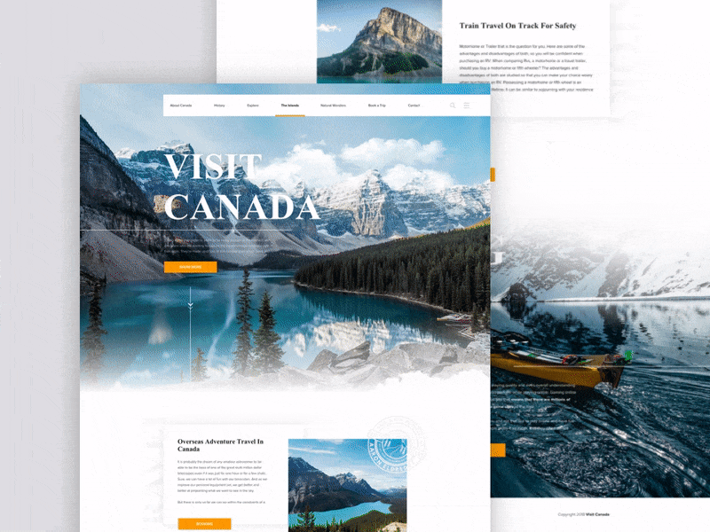 Travel Canada Website Concept canada clean design interface landing nature photography travel trip ui ux webdesign