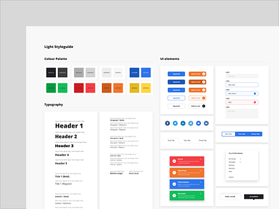 Light Styleguide colour colour palette design forms style guide styleguide styleguides typogaphy ui ux design ui element