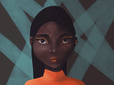 Illustration N•4 dark skin design digital art digital drawing ebony fashion girl graphic green illustration orange