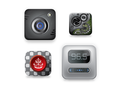 Random icons camera cool fun icons illustrator radio set vector