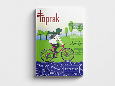toprak - culture n travel magazine bike culture illustrator magazine cover pink toprak travel vector