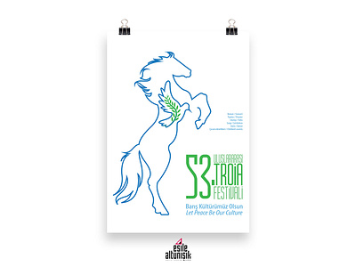 53rd International Troia Festival Poster Competition bird design horse illustration line peace poster troia vector