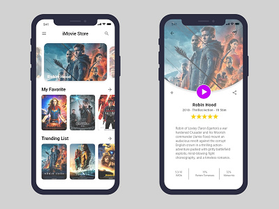 Movie App app design flat graphic design illustration iphone ui ux