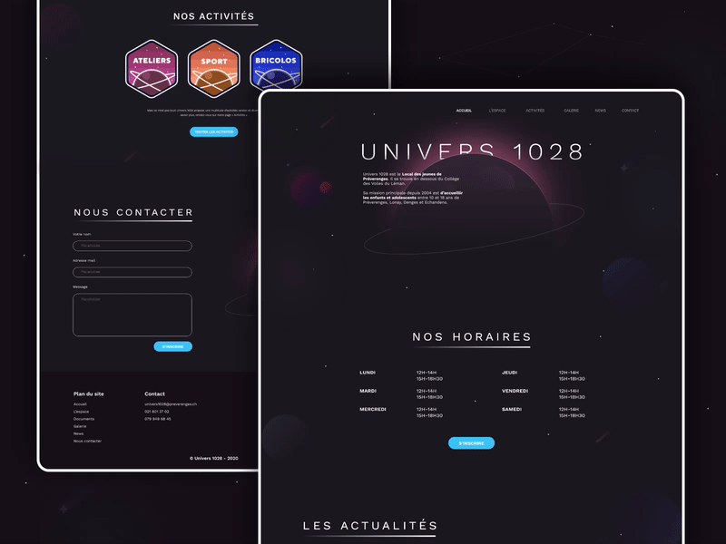 Space-themed website after effects aftereffects blue dark figma illustration landing page pink planets purple space stars ui universe user interface ux uxui vector