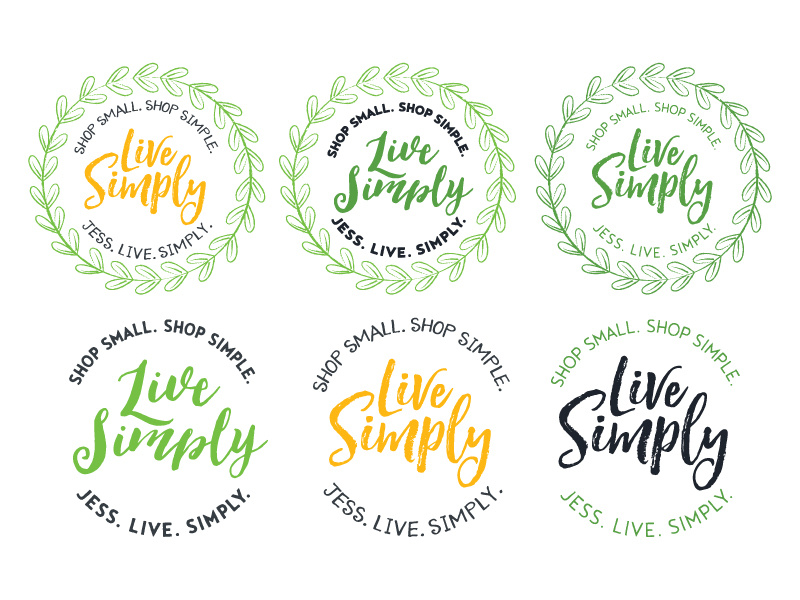 Etsy Shop Logo - Live Simply etsy crafting mom small business simple illustrated illustrator leaves laurel wreath