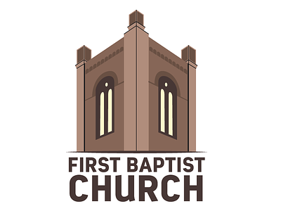 First Baptist Church - illustrated tower logo bell tower building church illustrated illustrator logo perspective tower