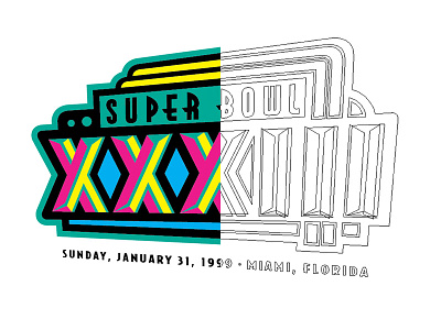 Bowl Anniversary Project football hot stamp illustrated illustrator line art logos screenprint super bowl vectorize