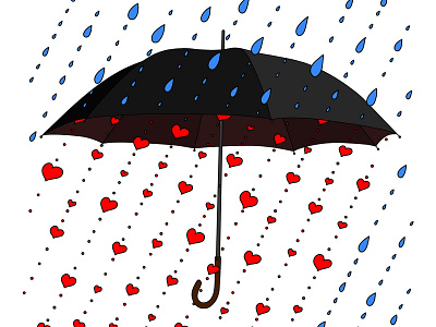 love ambrella art design flat illustration logo love rain textile vector