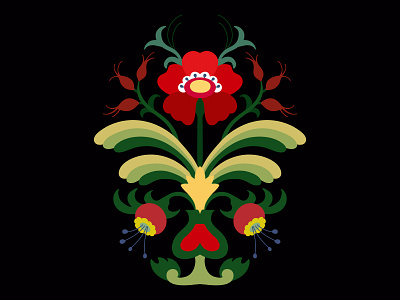 flower in traditional primitive art art design flat flower icon illustration logo poster primitive print textile vector