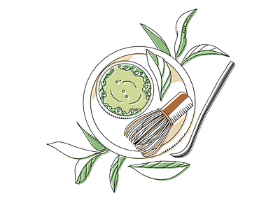 Matcha tea art art beautiful design doodle flat icon illustration leaf lineart logo matcha poster print set tea vector vegetarian