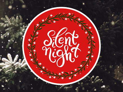 Christmas sticker. Silent night art christmas design flat holiday icon illustration logo night poster print red silent sticker stickers vector winter
