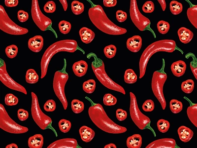 seamless pattern with red hot chilli pepper 🌶 art beautiful design hotel illustration pepper poster print red watercolor