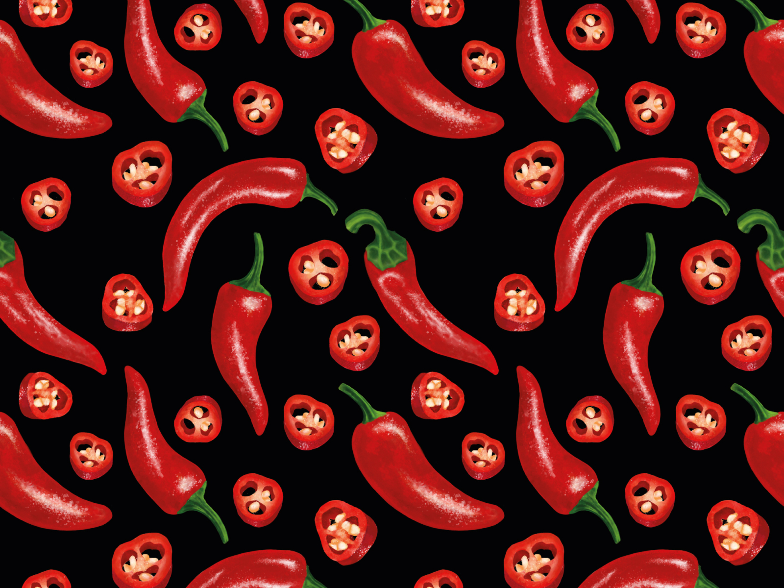 seamless pattern with red hot chilli pepper 🌶 by Olena on