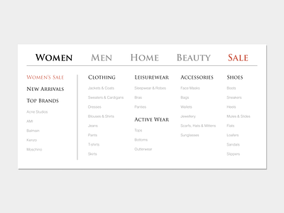 027 Dropdown menu dailyui dailyui027 dailyuichallenge dropdown menu fashion brand mega menu ui