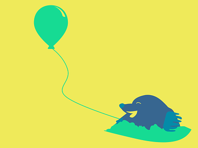 Mole with balloon 2d art animals balloon character design illustration illustrator mole vector